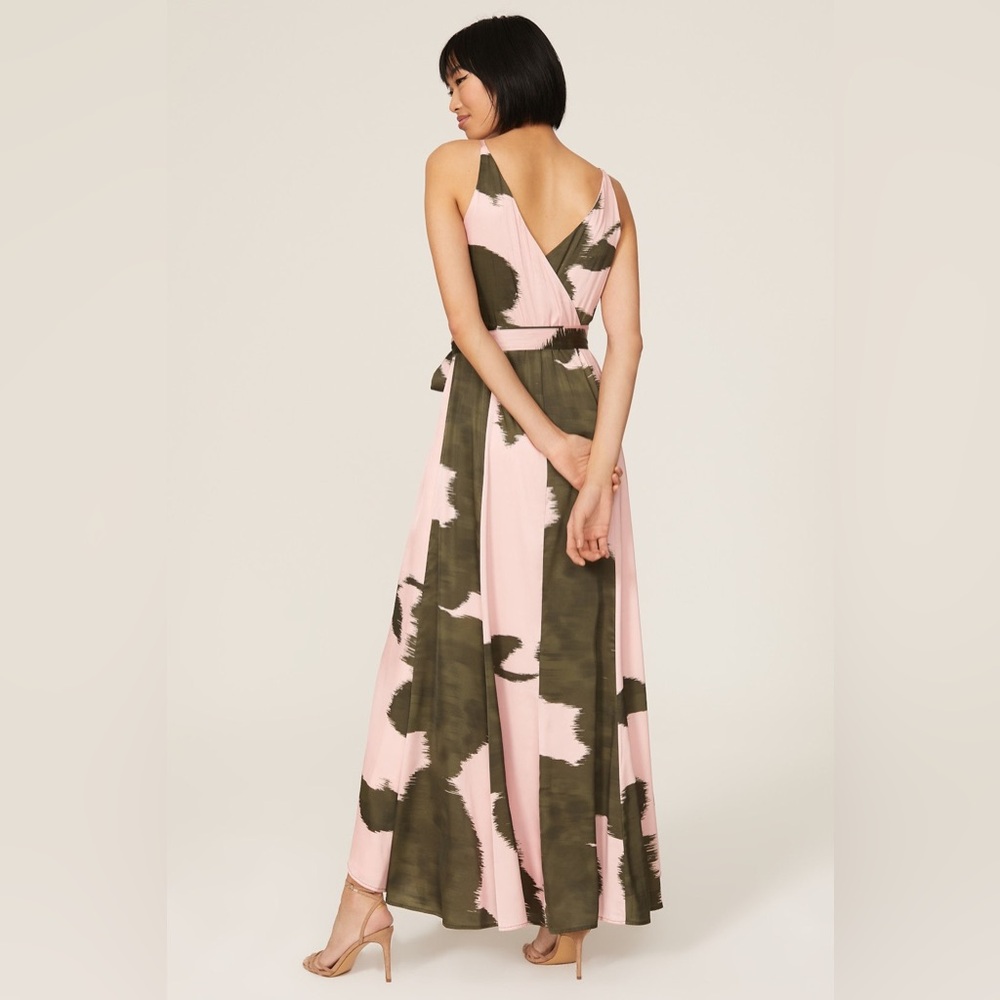 Anthropologie Hutch Leah Wrap Gown Maxi Pink Green Dress Size M - Picture 3 of 14